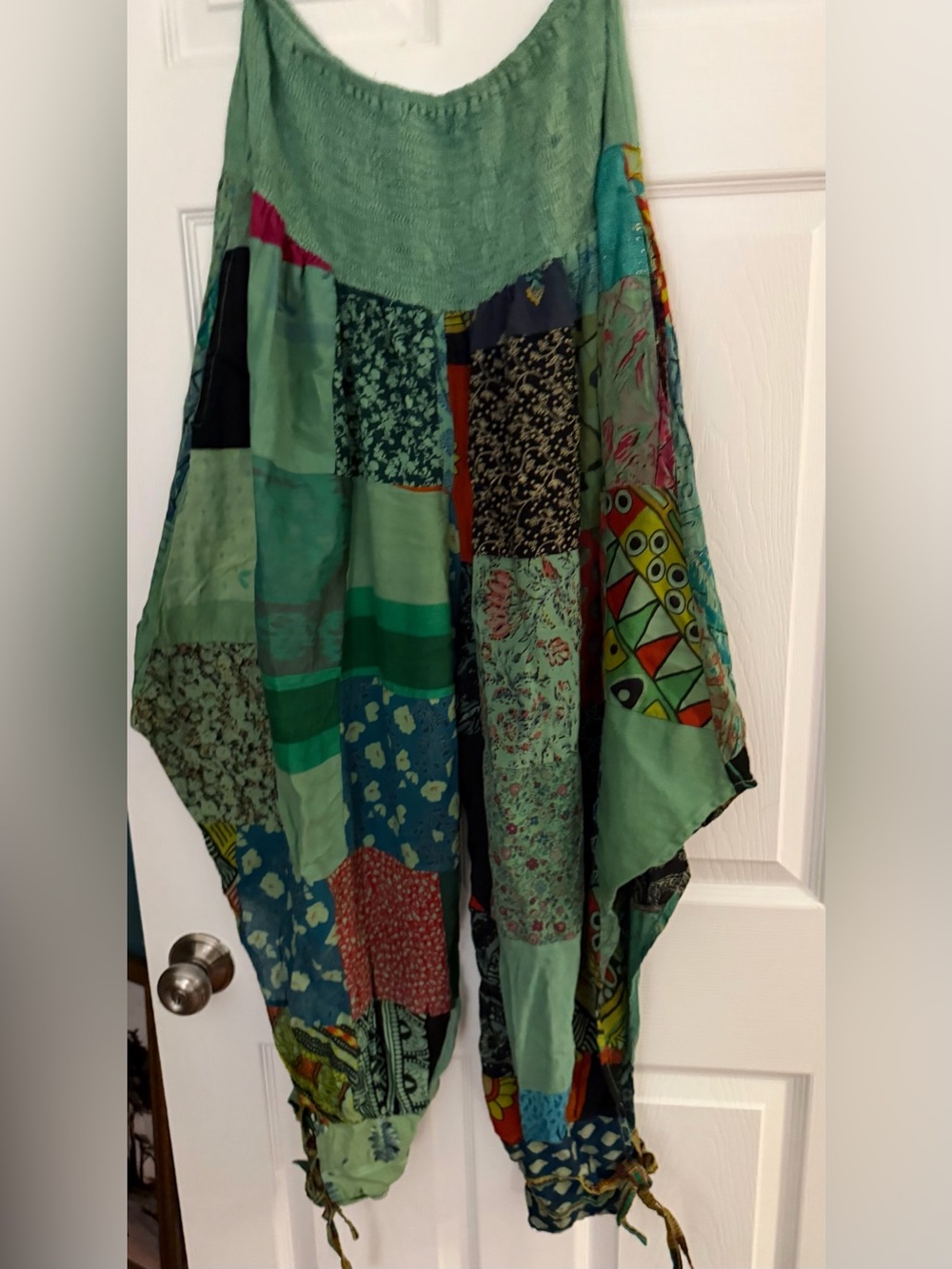 Bohemian Wide Leg Patchwork harem pant  - Mint Green